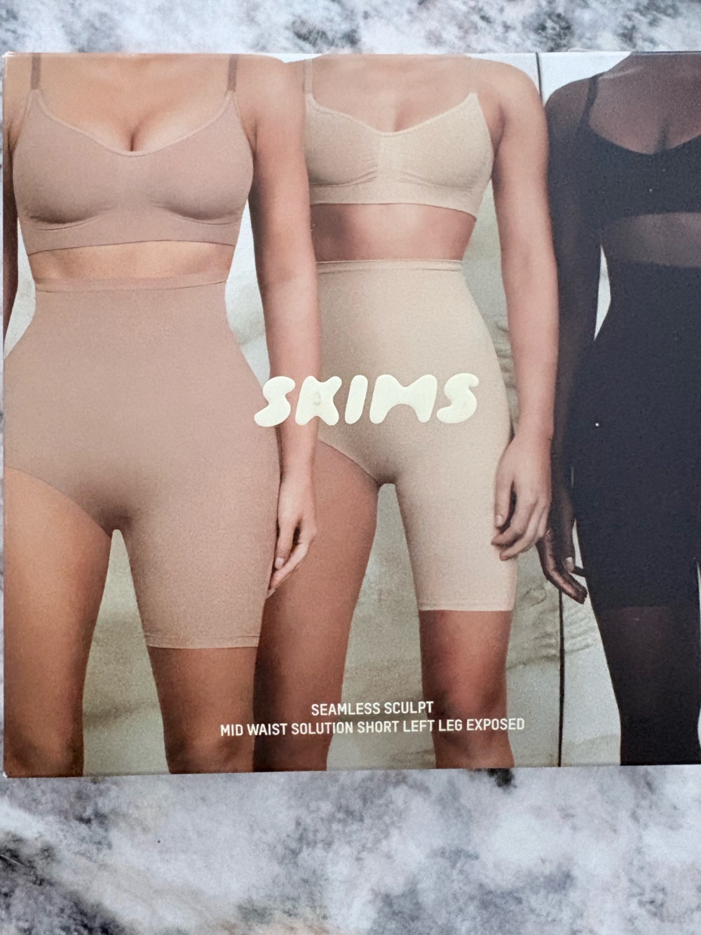 SKIMS Seamless Mid-Waist Shapewear- Left Leg Exposed